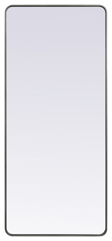 Soft Corner Metal Rectangle Mirror 32X72 Inch, Silver