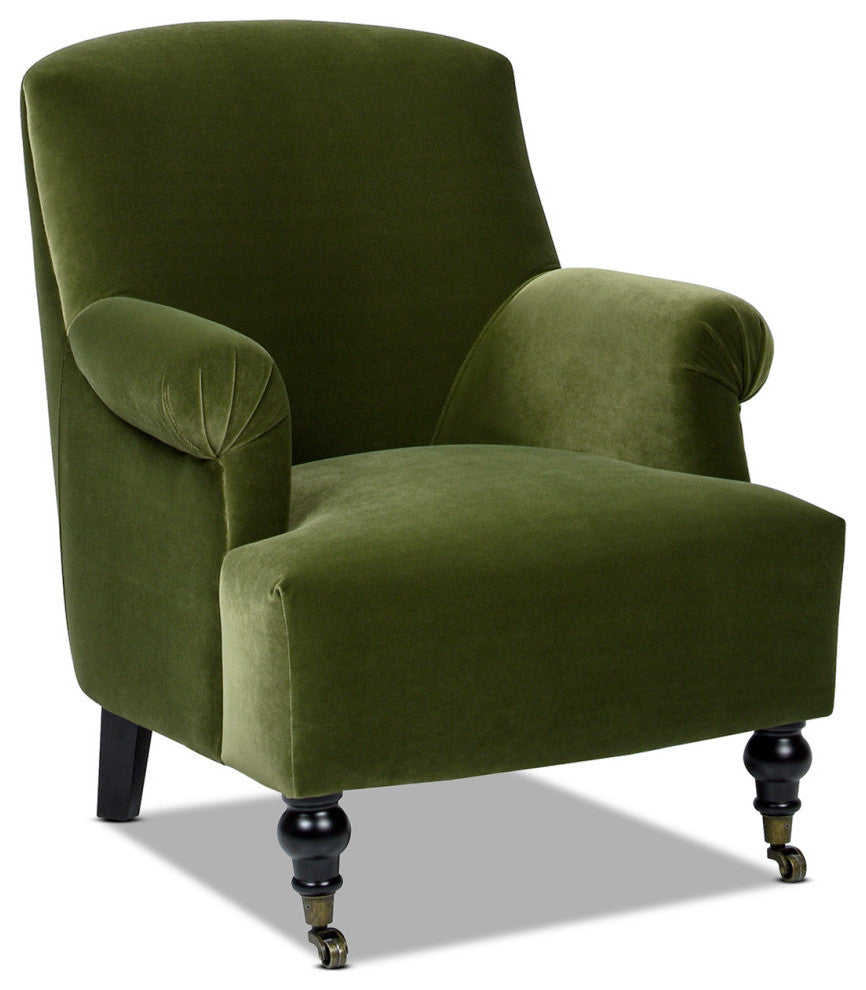 Eloise 30" Pleated Sock Arm Accent Armchair, Olive Green Performance Velvet