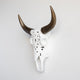 Faux Cow Skull Decorative Carved Bison Skull Wall Decor, White and Bronze