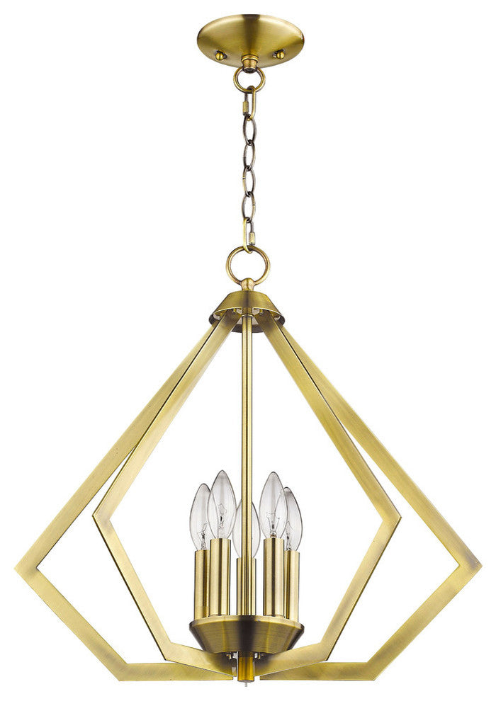 Prism 5-Light Chandelier, Antique Brass