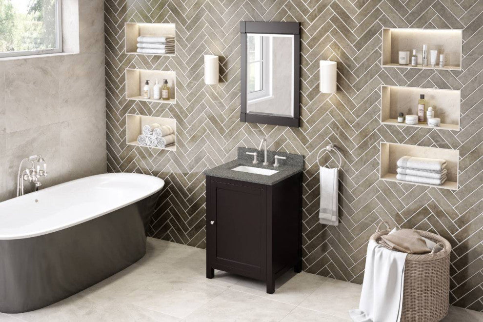 Astoria Transitional 24" Espresso Vanity, Boulder Cultured Marble Vanity Top