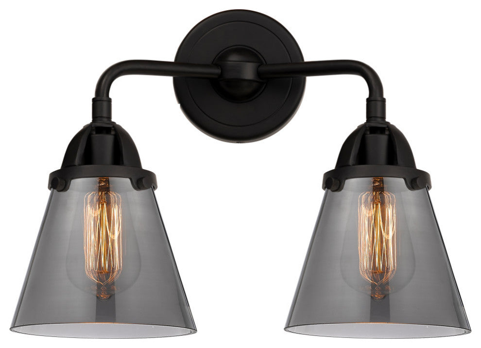 Small Cone Bath Vanity Light, Matte Black, Plated Smoke, Plated Smoke