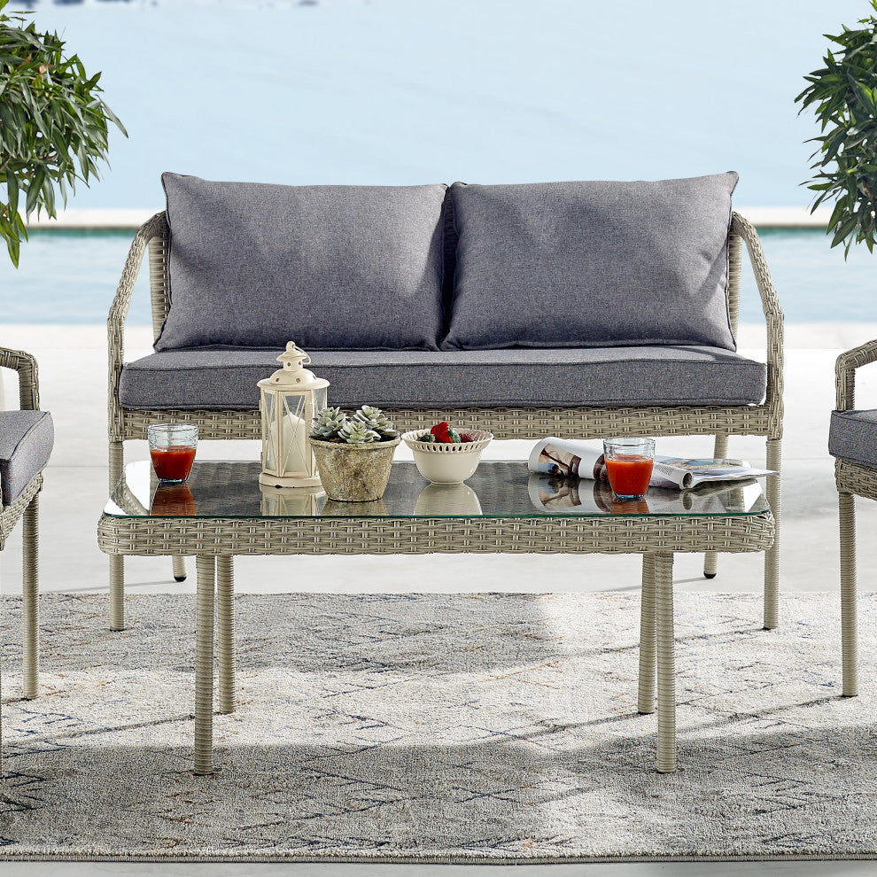 Windham All-Weather Wicker 2-Seat Outdoor Bench With Cushions