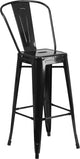 Brimmes 30" Metal Barstool Black With Curved Vertical Slat