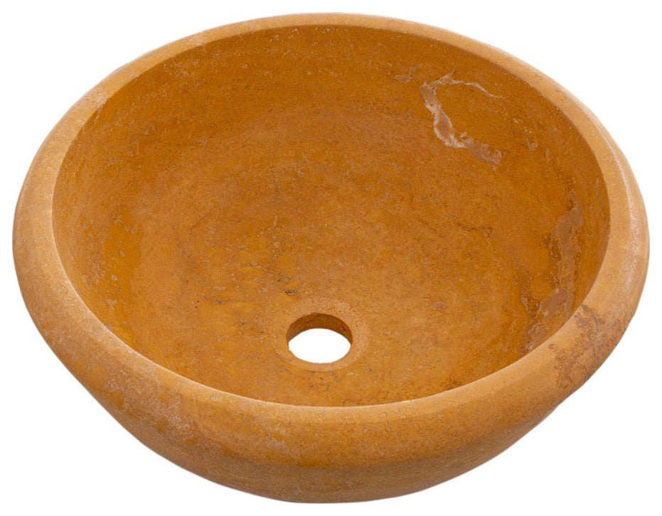 Natural Golden Sienna Natural Stone Vessel Sink Honed and Filled  (D)16" (H)6"