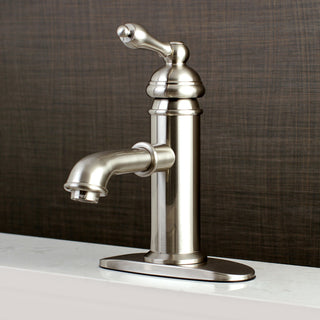 Single-Handle Bathroom Faucet, Brass Pop-Up, Brushed Nickel