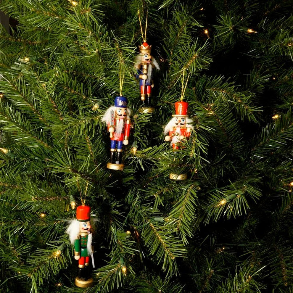 Wooden Christmas Nutcracker Ornaments, 4-Piece Set