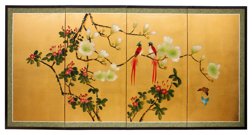 Love Birds on Traditional Gold Leaf