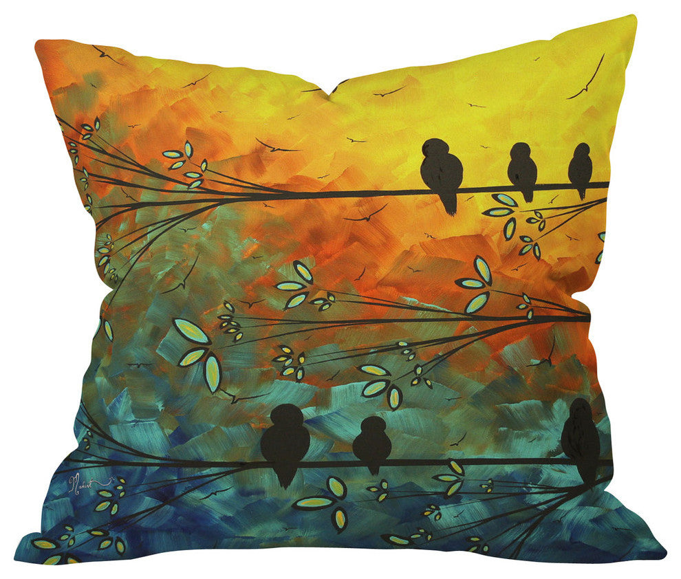 Madart Inc Birds Of A Feather Outdoor Throw Pillow, 16x16x4