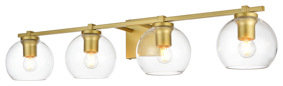 4 Light Brass And Clear Bath Sconce