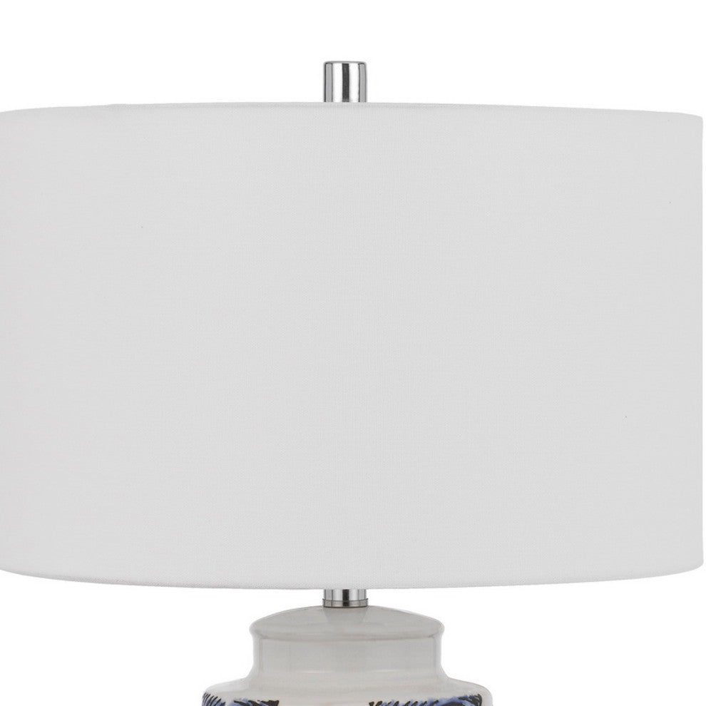 Benzara BM272350 27" Coastal Ceramic Table Lamp, Dimmer, Sea Shells, Blue