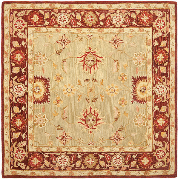 Safavieh Anatolia An556A Rug, Sage/Burgundy, 6'0"x6'0" Round