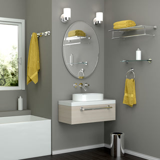 Flush Mount Framed Oval Wall Mirror, Chrome, 33