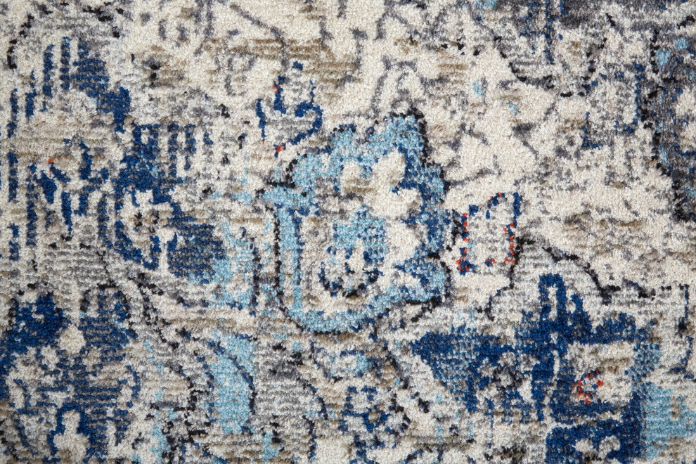 Weave & Wander Bellini Rug, Blue/Rust/Gray, 9ft-2in x 12ft-4in Rug
