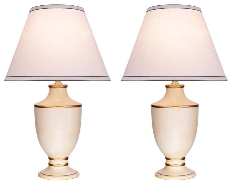 40072, Two Pack Set 22" High Traditional Ceramic Table Lamp, Beige