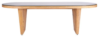 Caren Natural Rattan and Glass Oval Dining Table