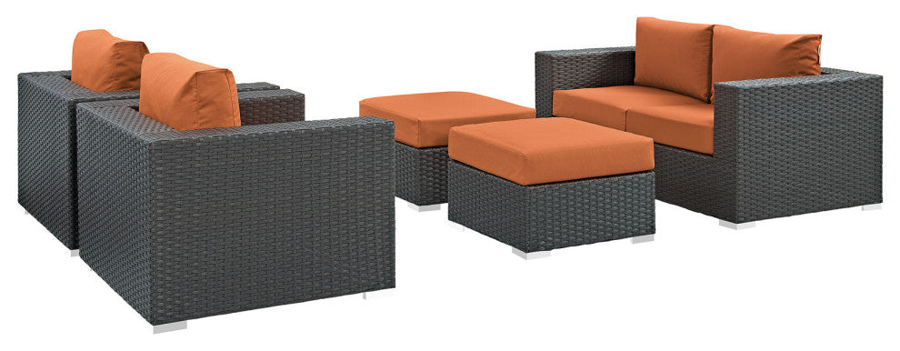 Canvas Tuscan Sojourn 5-Piece Outdoor Patio Sunbrella Sectional Set