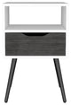 Allie Nightstand with Superior Top, Open Shelf, and Drawer, Smokey Oak/ White
