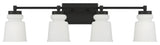 4-Light Bathroom Vanity Light, Matte Black