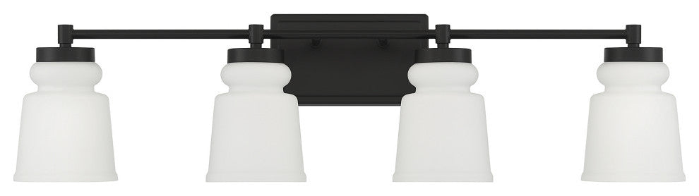 4-Light Bathroom Vanity Light, Matte Black