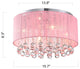 Matar 4 Light Drum Flush Mount With Pink Fabric Shade for Kids Room