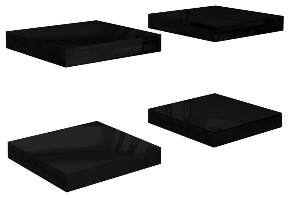 vidaXL Wall Shelves Floating Shelves Display Shelves 2 Pcs High Gloss Black