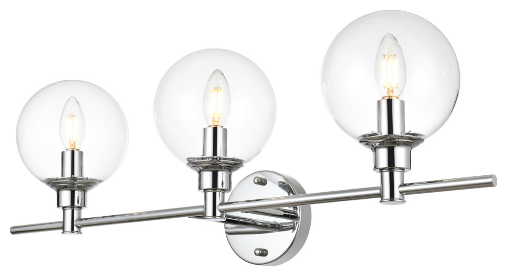 3 Light Chrome And Clear Bath Sconce