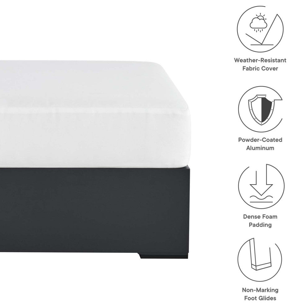 Tahoe Outdoor Patio Powder-Coated Aluminum Ottoman - Gray White