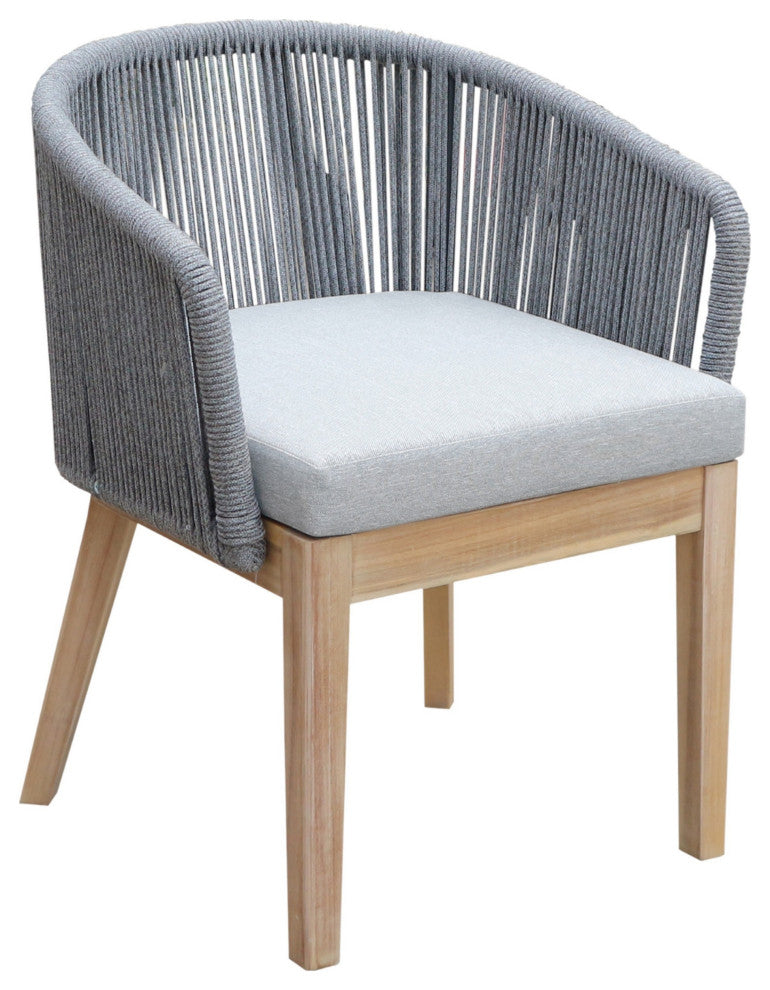 Benzara BM287737 Dexi 24" Set of 2 Dining Chairs, Acacia Wood Frame, Gray