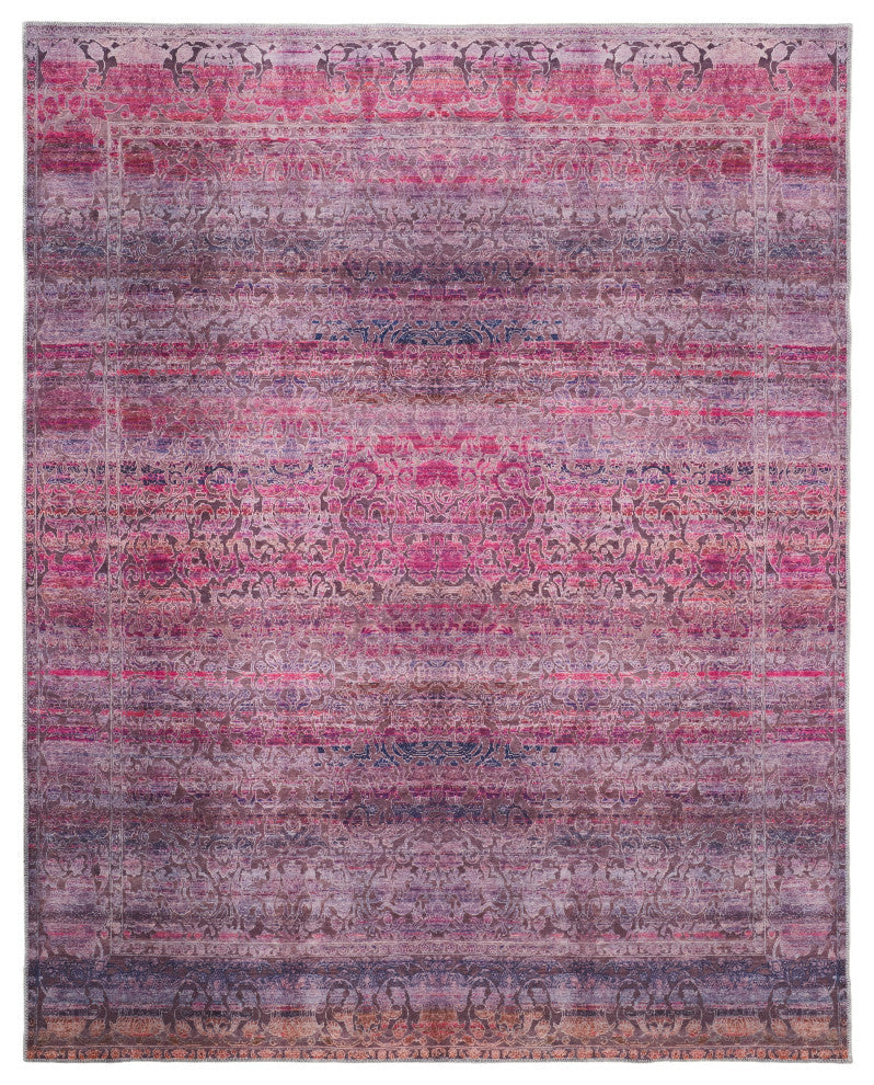 Welch Oriental Machine Washable Pink/Purple Rug, 10'6"x14'