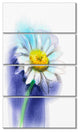 "White Gerbera Daisy in Blue" Flower Canvas Wall Art, 4 Panels, 28"x48"