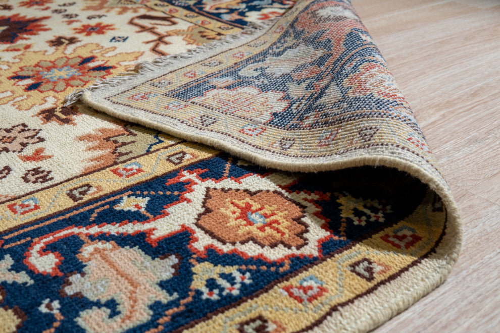 EORC Ivory Hand Knotted Wool Mahal Rug, 8'x10'