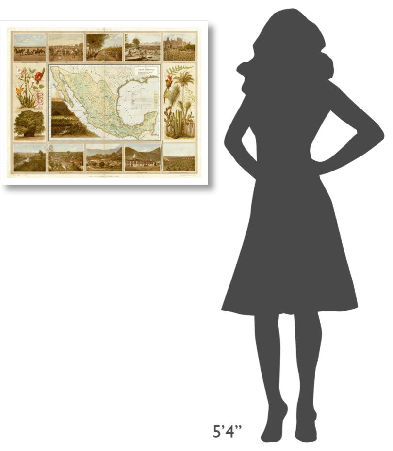 "Carta Agricola, 1885" Digital Paper Print by Antonio Garcia Cubas, 32"x25"