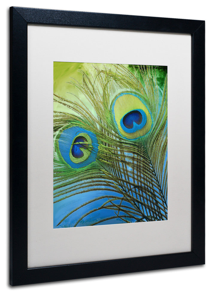 Color Bakery 'Peacock Candy I' Art, Black Frame, White Matte, 16"x20"