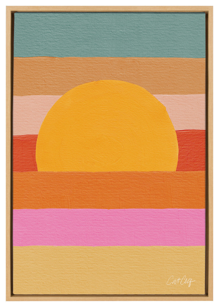 Sylvie Sunset Waves Framed Canvas by Cat Coquillette, Natural 23"x33"