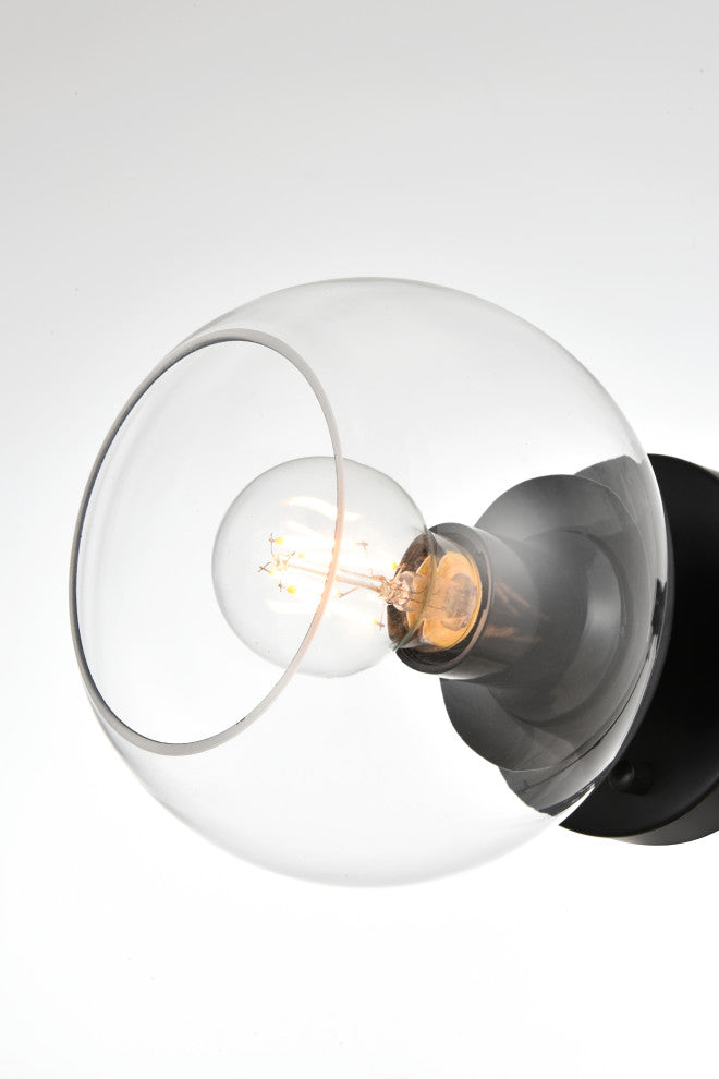 1 Light Black And Clear Bath Sconce