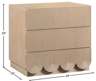Scallop Oak Veneer Chest, Natural, Night Stand