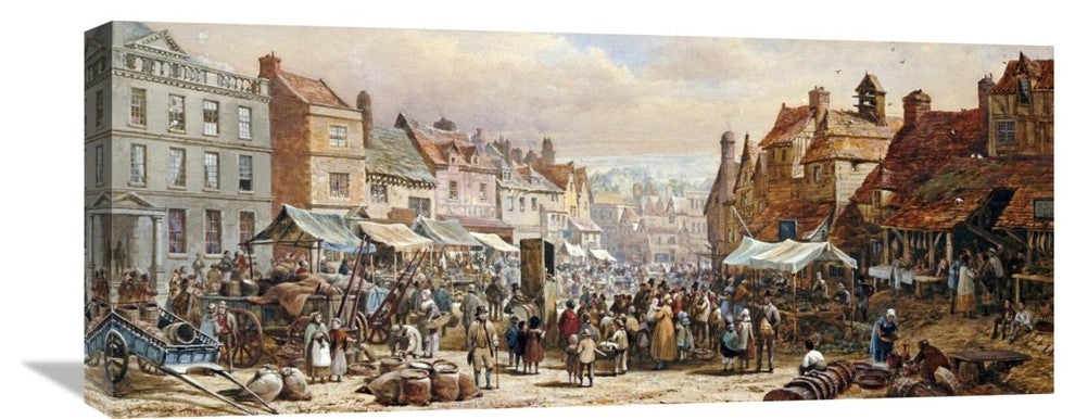 "Market Day, Ashbourne, Near Derby" Artwork, 30" x 12"