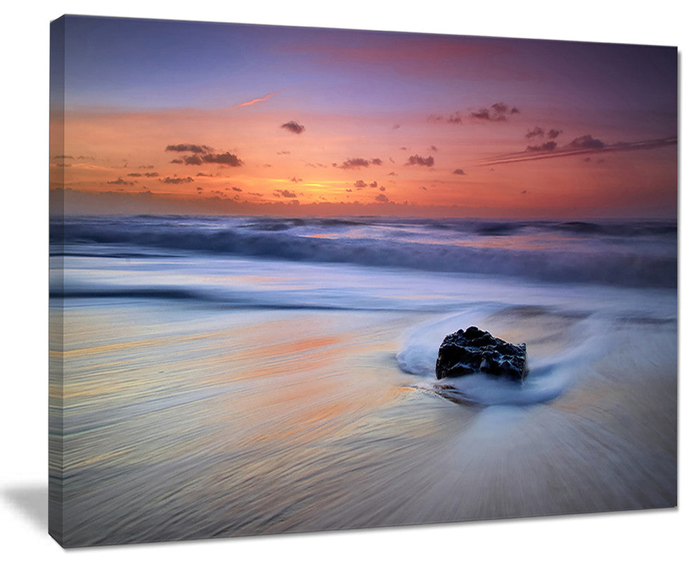 "Rushing Waves At Beach Magoito Sintra" Seascape Art Canvas, 20"x12"