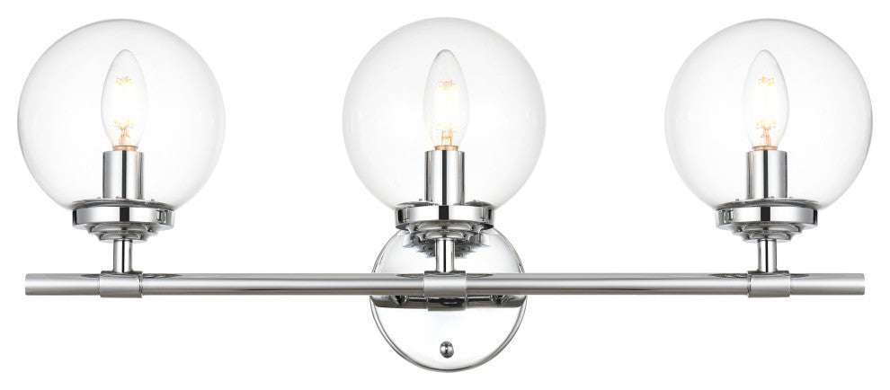 3 Light Chrome And Clear Bath Sconce