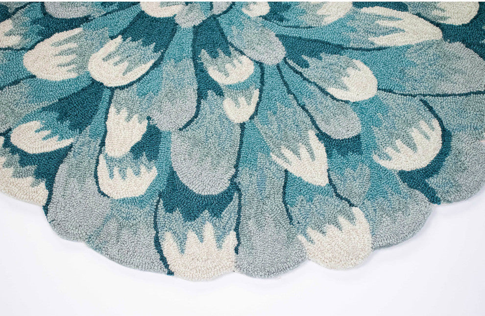 Frontporch Mum Rug, Aqua, 5'' Round