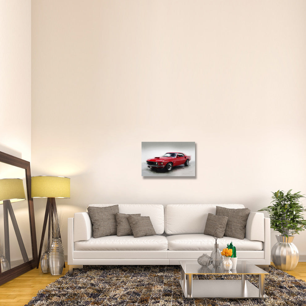 "1969 Ford Mustang Watercolor" Fine Art Print
