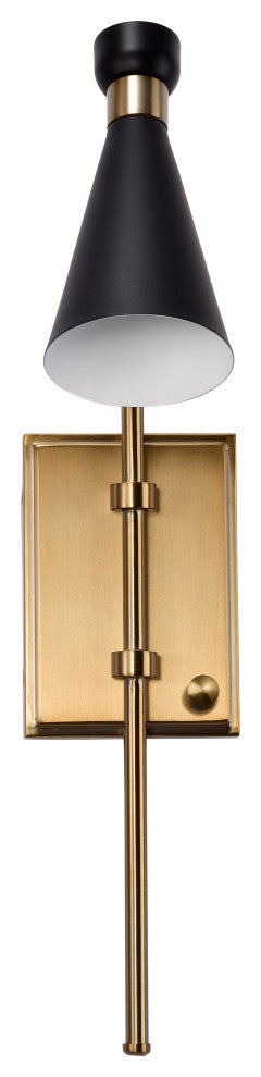 Prospect 1-Light Wall Sconce, Matte Black With Burnished Brass