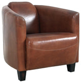 Pasargad Home Madison Top Grain Leather Upholstered Armchair, Brown