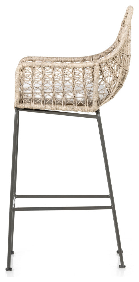Bandera Outdoor Stool WithCshn-White-Bar