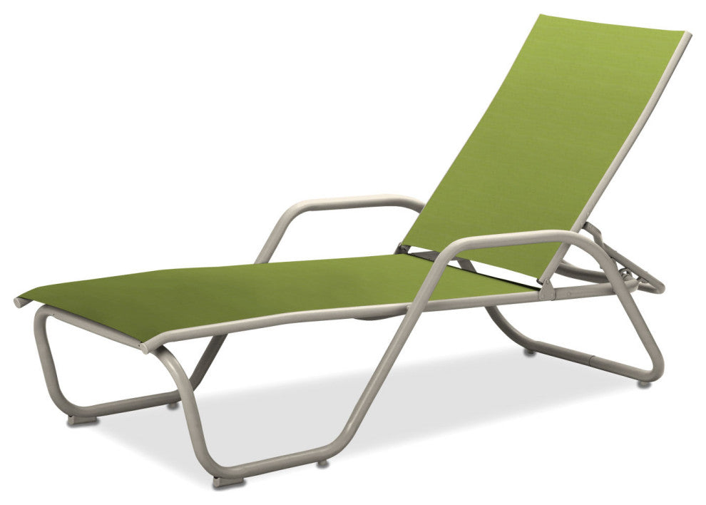 Gardenella Sling 4-Position Chaise, Textured Warm Gray, Lime