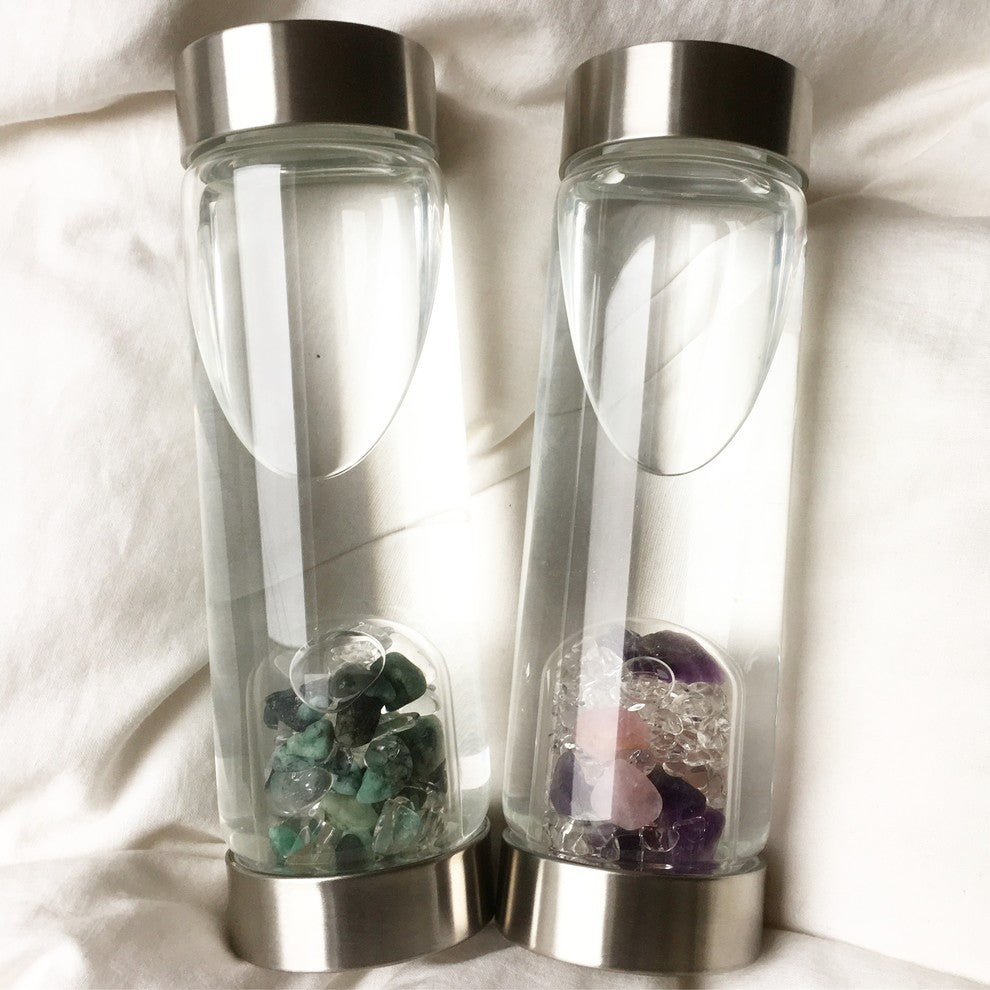 Water Bottle, VitaJuwel ViA Gemwater Bottle, White Loop Caps, Diamonds