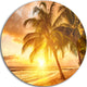 Bright Sunset At Barbados Island, Modern Seascape Round Wall Art, 23"