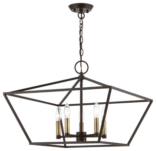 Devone 5 Light Bronze With Antique Brass Accents Chandelier
