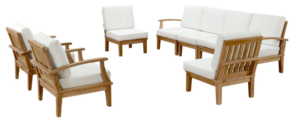 White Marina 8 Piece Outdoor Patio Teak Set